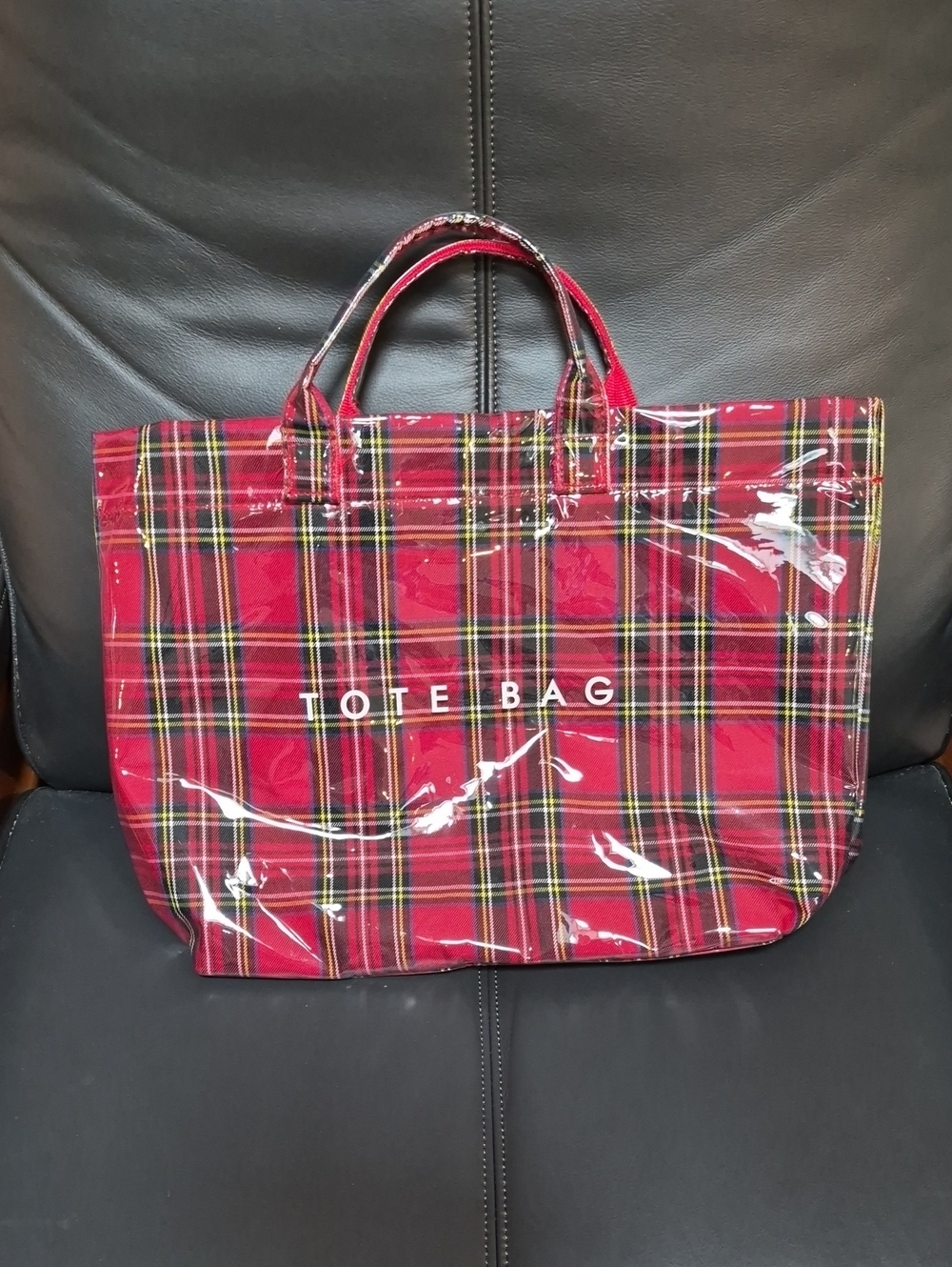 Red Plaid Women's Tote Bag with Clear Coating! NWOT!!!